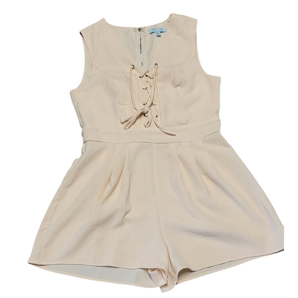 She + Sky Women's Cream Romper Size Large